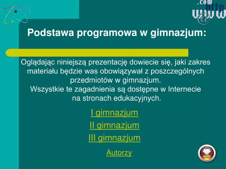 podstawa programowa w gimnazjum