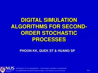 DIGITAL SIMULATION ALGORITHMS FOR SECOND-ORDER STOCHASTIC PROCESSES