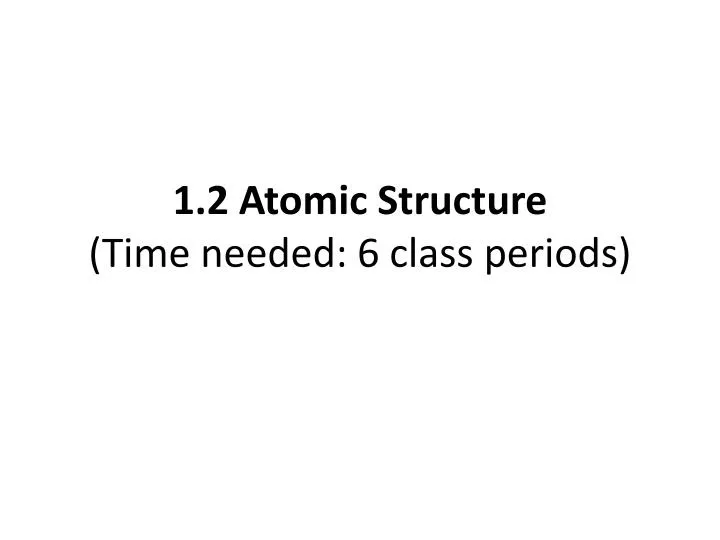 1 2 atomic structure time needed 6 class periods
