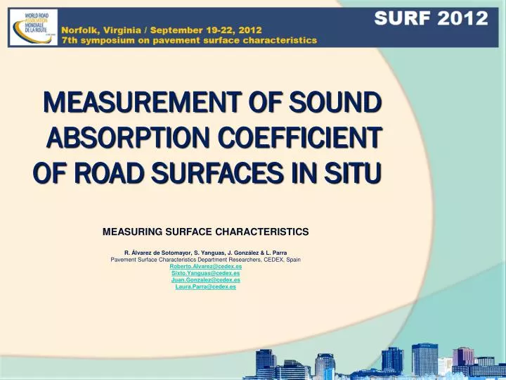 measurement of sound absorption coefficient of road surfaces in situ