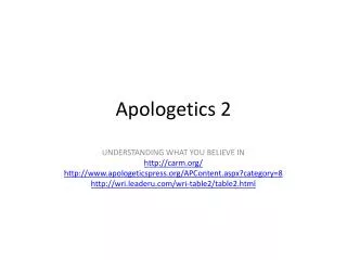 Apologetics 2