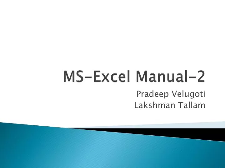 ms excel manual 2