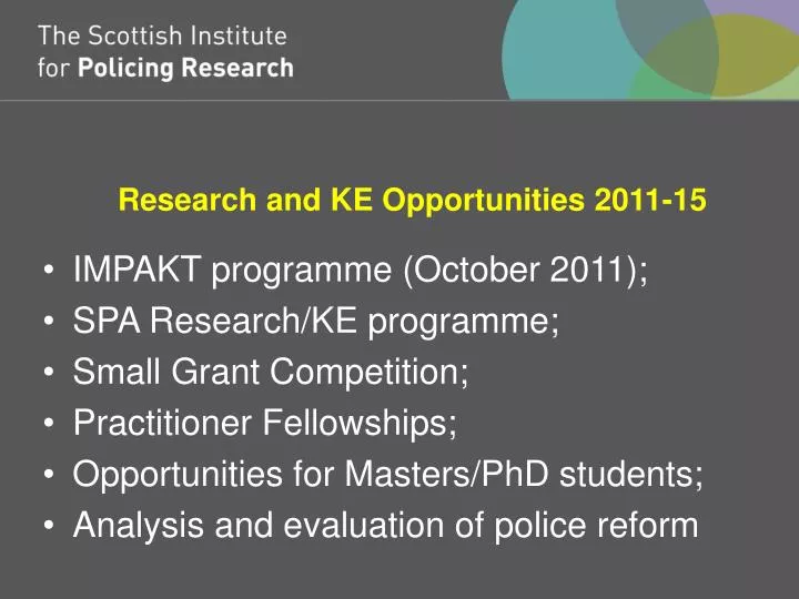 research and ke opportunities 2011 15