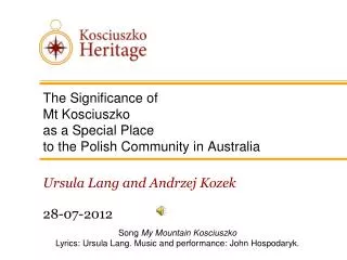 The Significance of Mt Kosciuszko as a Special Place to the Polish Community in Australia
