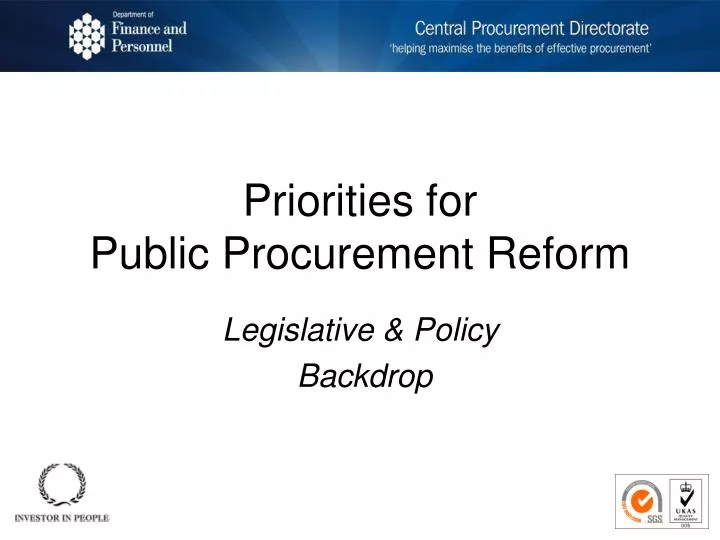 priorities for public procurement reform