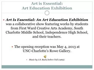 Art is Essential: Art Education Exhibition