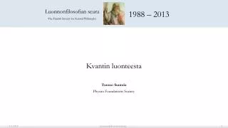 tuomo suntola physics foundations society