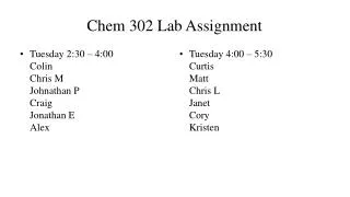 Chem 302 Lab Assignment
