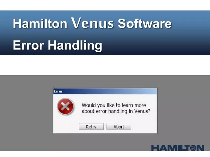 hamilton venus software error handling