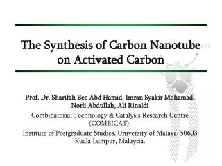 The Synthesis of Carbon Nanotube on Activated Carbon