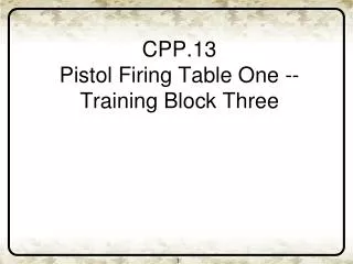 CPP.13 Pistol Firing Table One -- Training Block Three