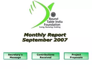 Monthly Report September 2007