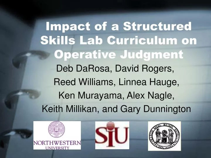 impact of a structured skills lab curriculum on operative judgment
