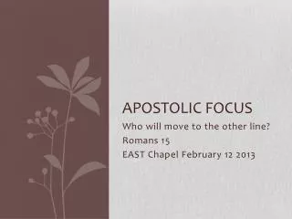 Apostolic Focus