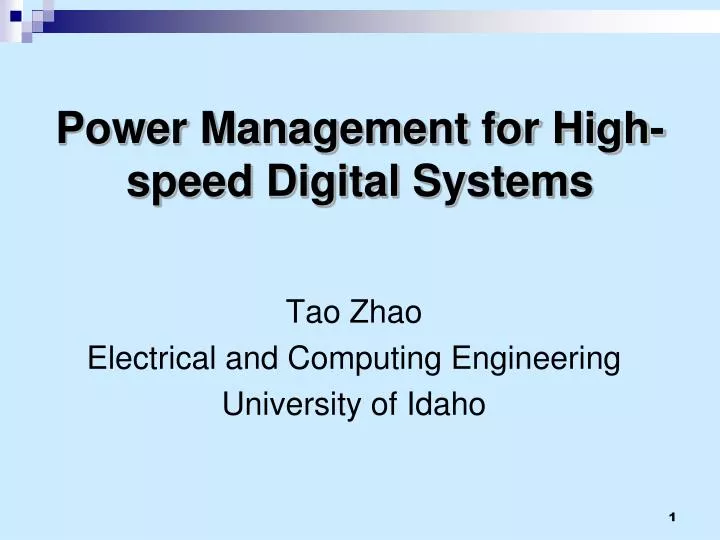 power management for high speed digital systems