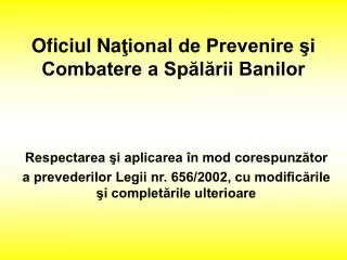 oficiul na ional de prevenire i combatere a sp l rii banilor