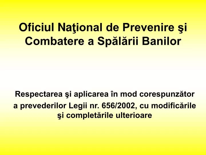 oficiul na ional de prevenire i combatere a sp l rii banilor