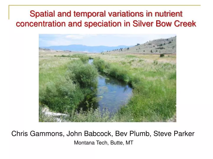 spatial and temporal variations in nutrient concentration and speciation in silver bow creek