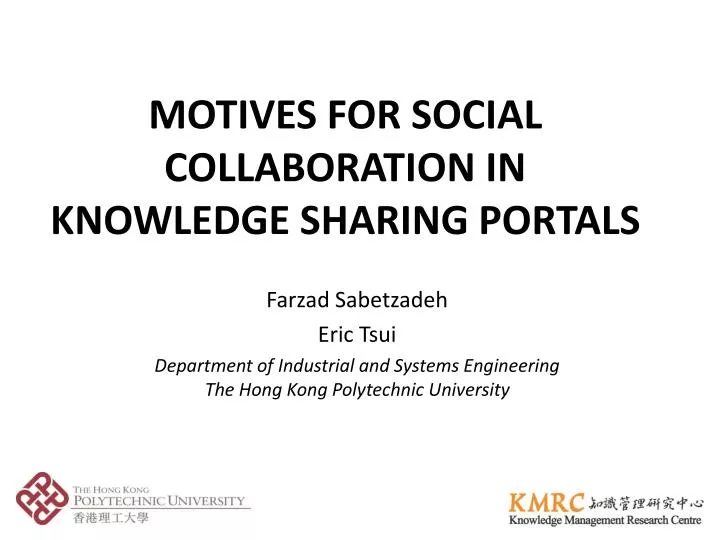 m otives for social c ollaboration in k nowledge sharing portals