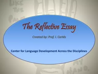The Reflective Essay Created by: Prof. I. Cortés