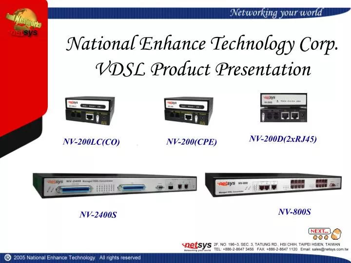 national enhance technology corp vdsl product presentation