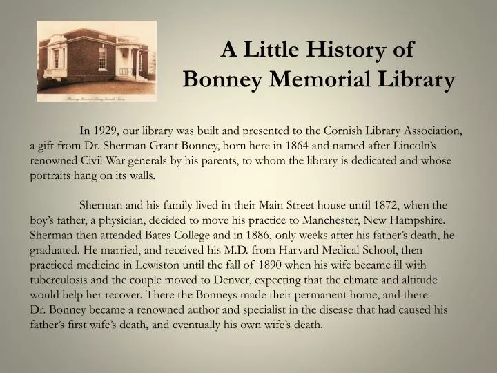 a little history of bonney memorial library