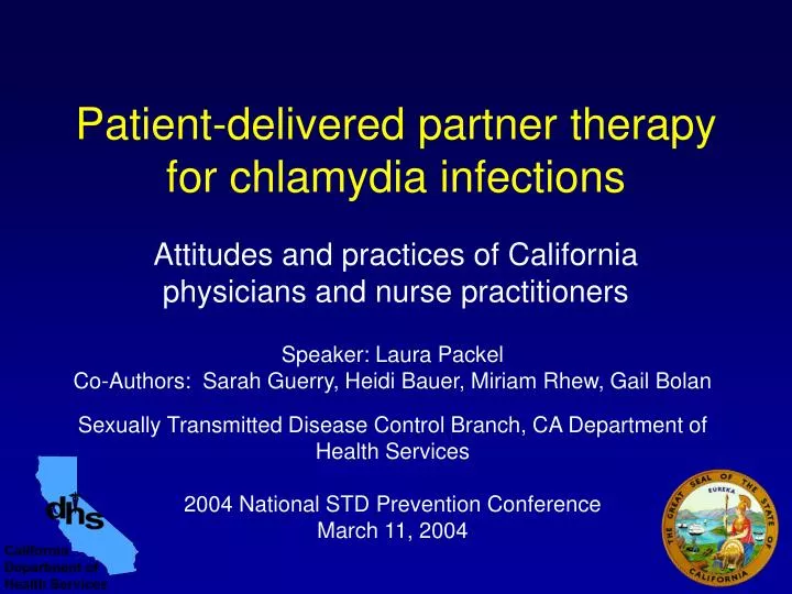 patient delivered partner therapy for chlamydia infections