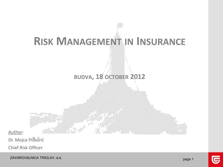 risk management in insurance budva 18 october 2012