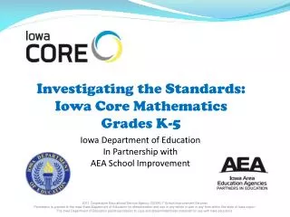 Investigating the Standards: Iowa Core Mathematics Grades K-5