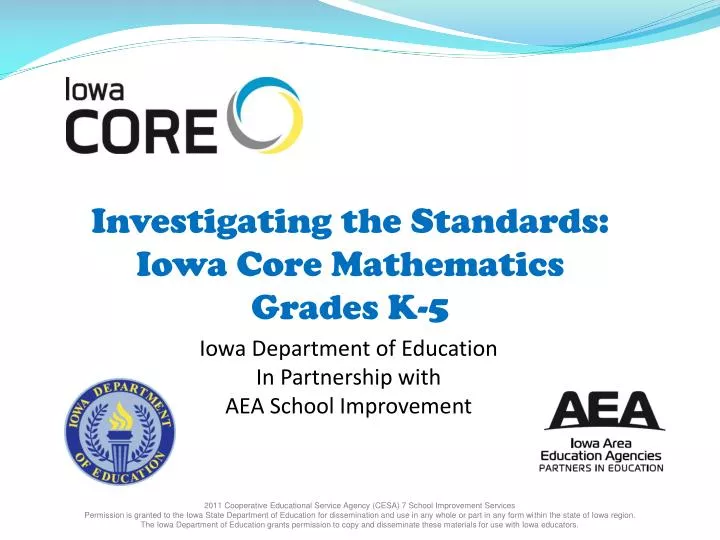 investigating the standards iowa core mathematics grades k 5