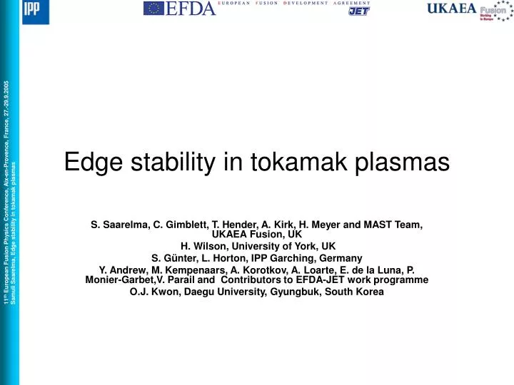 edge stability in tokamak plasmas