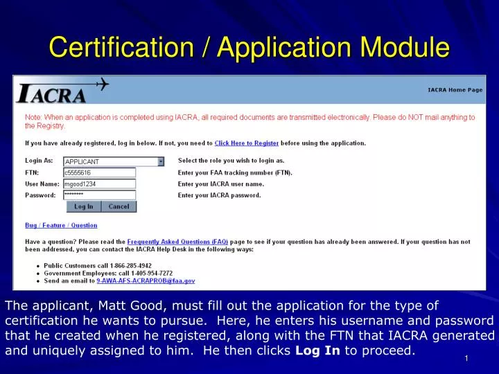 certification application module