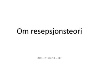 om resepsjonsteori