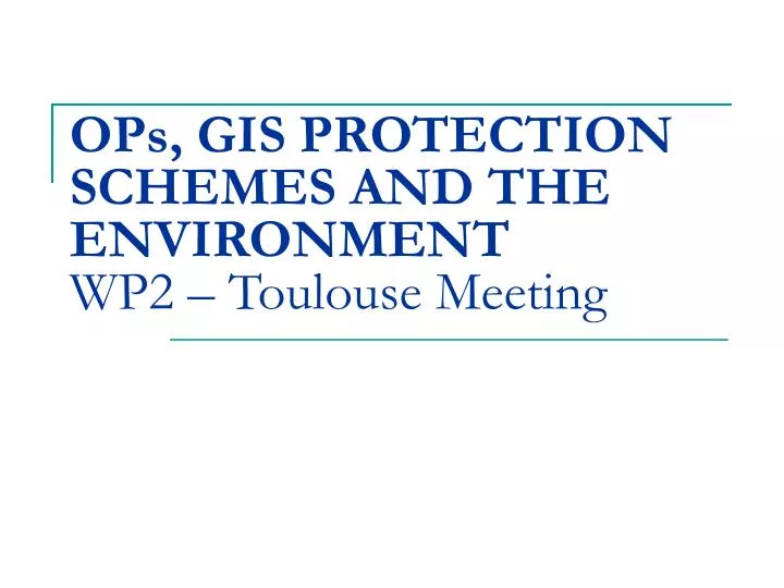 ops gis protection schemes and the environment wp2 toulouse meeting