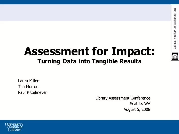 assessment for impact turning data into tangible results