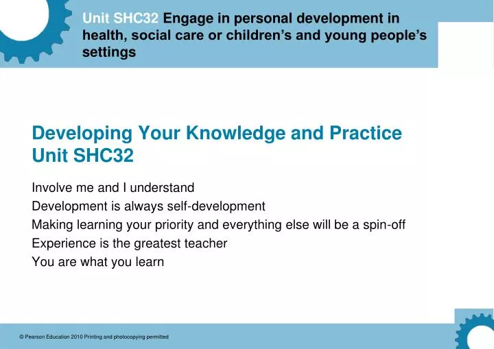 developing your knowledge and practice unit shc32