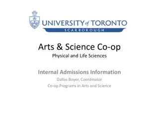 Arts &amp; Science Co-op Physical and Life Sciences