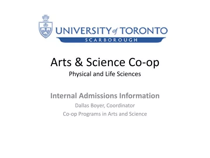 arts science co op physical and life sciences