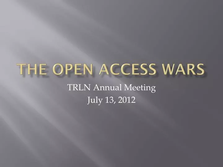 the open access wars