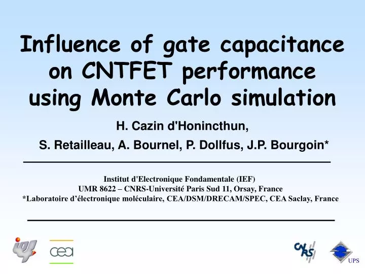 influence of gate capacitance on cntfet performance using monte carlo simulation