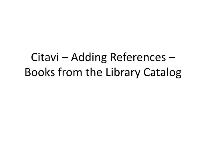 citavi adding references books from the library catalog