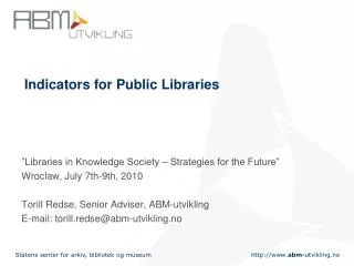 Indicators for Public Libraries