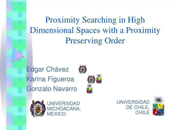 proximity searching in high dimensional spaces with a proximity preserving order