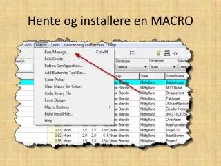hente og installere en macro