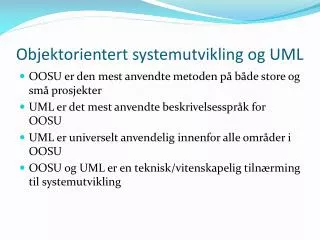 objektorientert systemutvikling og uml
