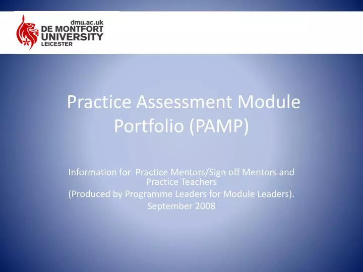 practice assessment module portfolio pamp