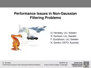 Performance Issues in Non-Gaussian Filtering Problems