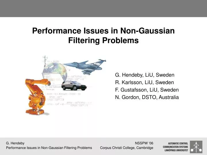 performance issues in non gaussian filtering problems