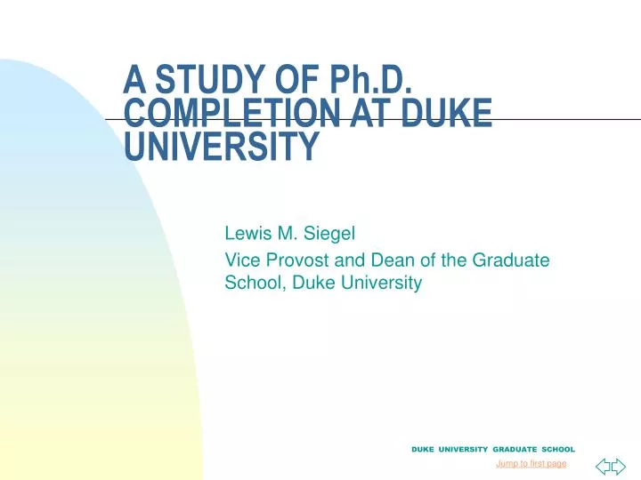a study of ph d completion at duke university