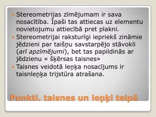 punkti taisnes un le i telp